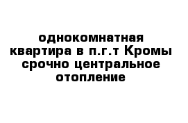 однокомнатная квартира в п.г.т Кромы срочно центральное отопление